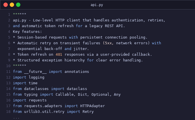 Add token refresh handling to legacy API client