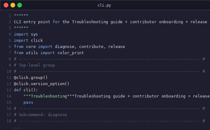 Troubleshooting guide + contributor onboarding + release not