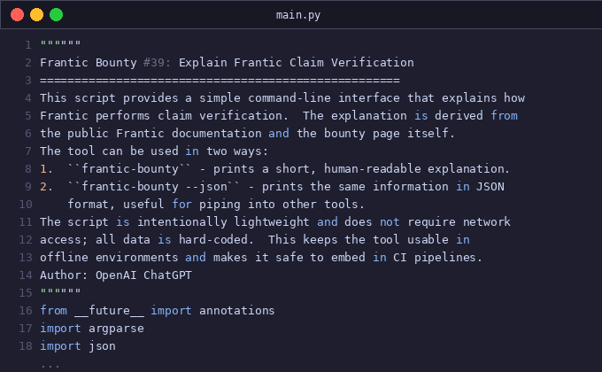 Frantic bounty #39: Explain Frantic claim verification clear