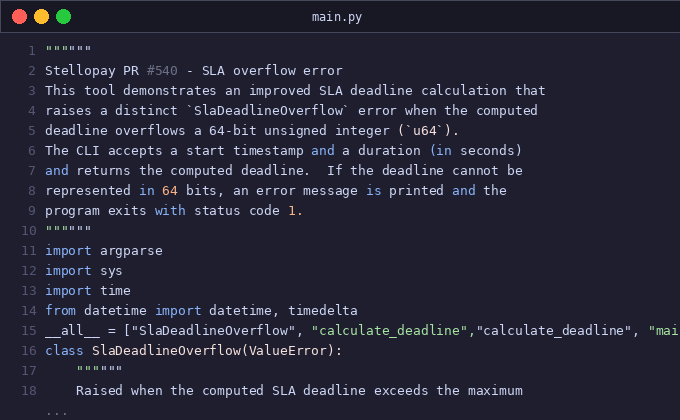 Stellopay PR #540 - SLA overflow error