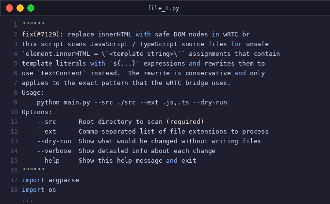 fix(#7129): replace innerHTML with safe DOM nodes in wRTC br