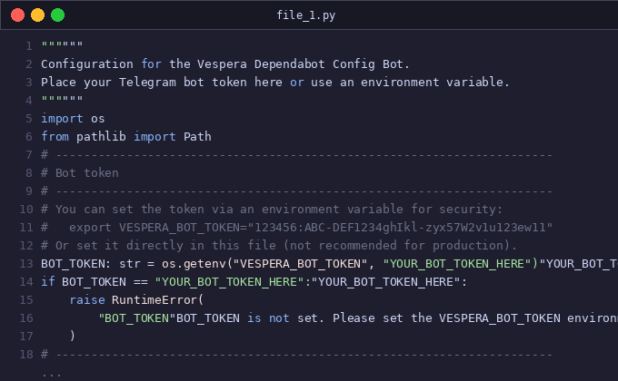 Vespera PR #124 - dependabot config