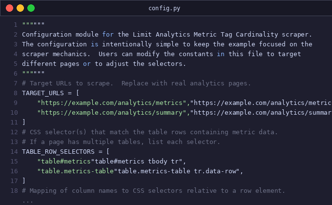 Limit analytics metric tag cardinality