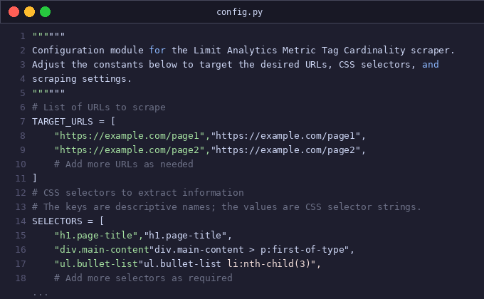 Limit analytics metric tag cardinality