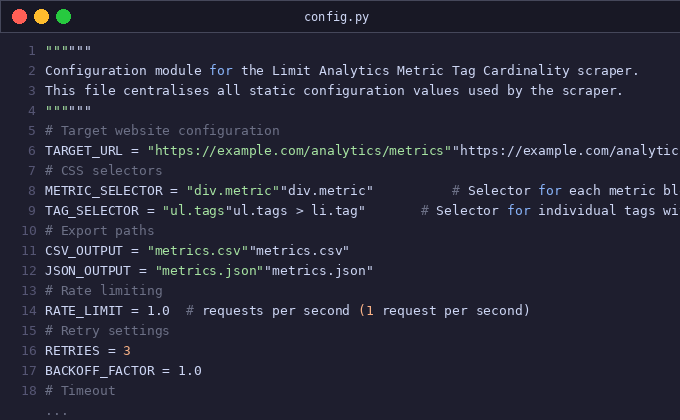 Limit analytics metric tag cardinality